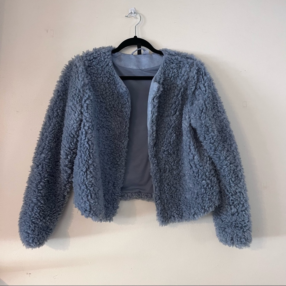 Dusty Blue Teddy Coat